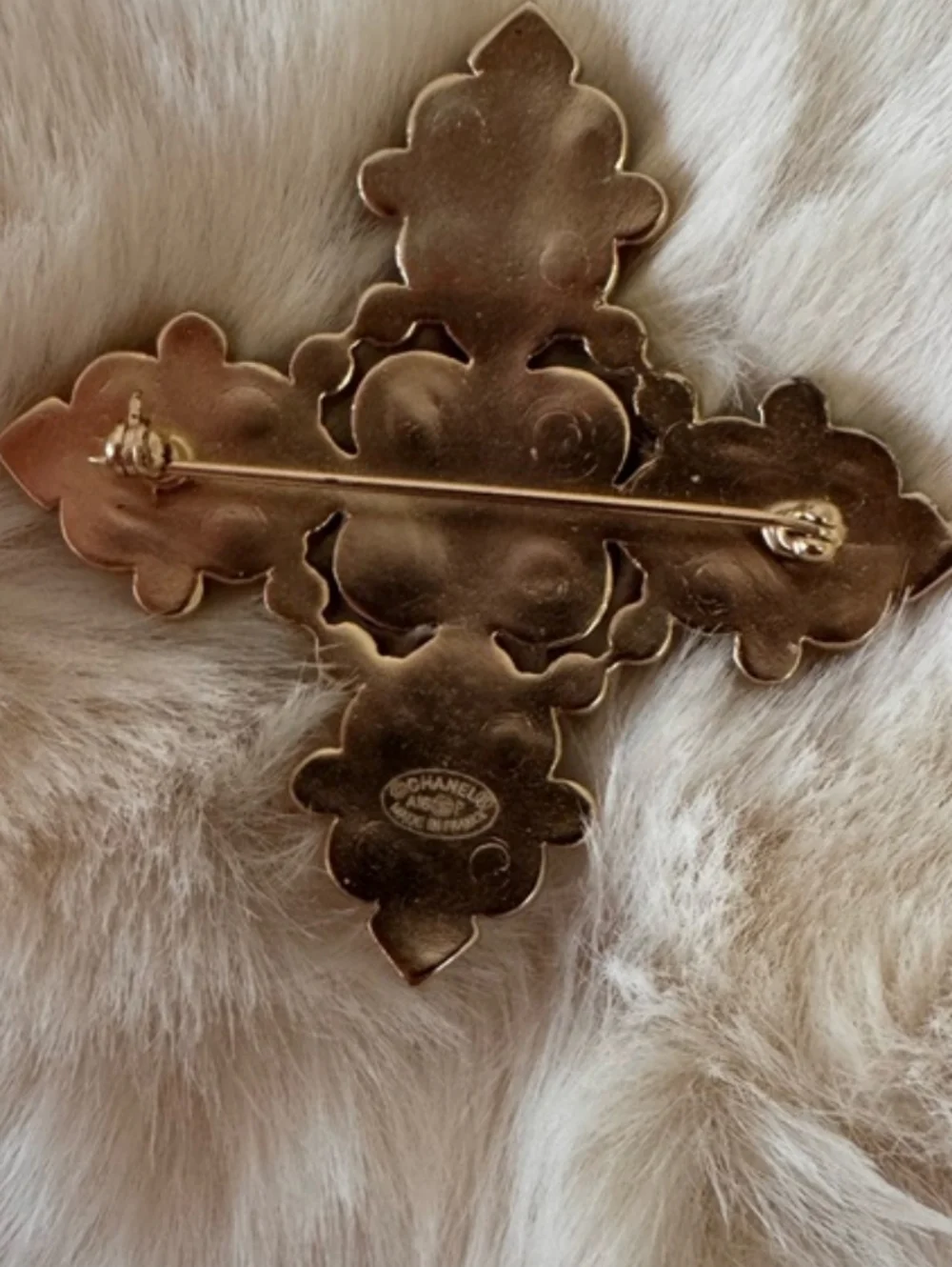 CHANEL Statement Brooch Rare Vintage Cross Made In France